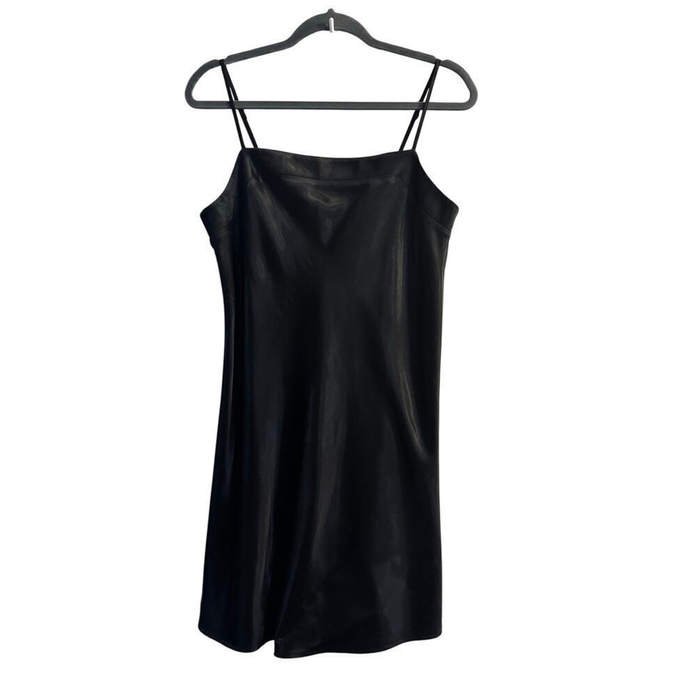 Abercrombie & Fitch Satin Black Mini Slip Dress Size Medium Tall Y2K